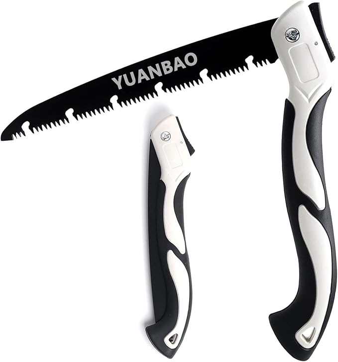 12 Inch Folding Saw, Pruning Hand Saw for Wood Cutting, Garden Pruner with SK5 Curved Blade, Triple- Cut Razor Teeth, Foldable Handsaw for Tree Trimming, Camping, Gardening and Carpentry