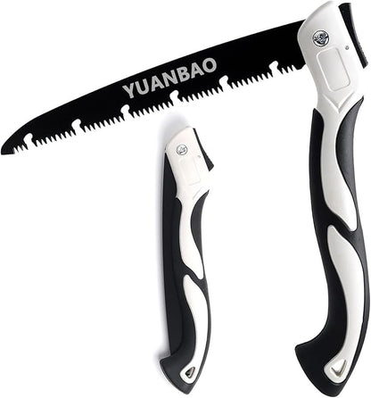 8 Inch Folding Saw, Pruning Hand Saw for Wood Cutting, Garden Pruner with SK5 Curved Blade, Triple- Cut Razor Teeth, Foldable Handsaw for Tree Trimming, Camping, Gardening and Carpentry
