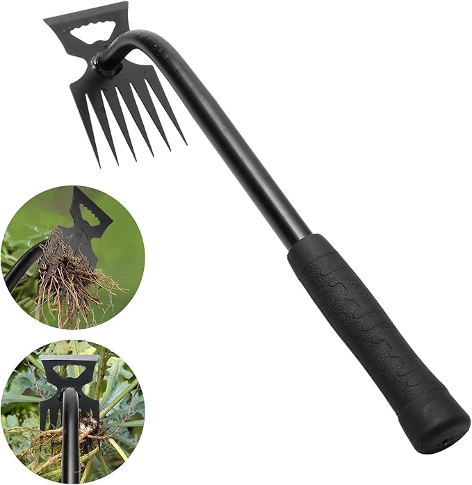 Gardening Hand Weeder Tools, Weeding Artifact Uprooting Weeding Tool, Durable Manganese Steel Hand Weeder Tool, Manual Multifunctional Weeders Gardening Tools for Yard and Garden (6 Teethes)