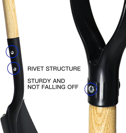 Flat Shovel,Transfer Shovel with D Handel and Heavy Duty Square Head for Landscaping,Gardening,Construction,Snow Shoveling and Yard Work,41-Inch,Metal+Wooden