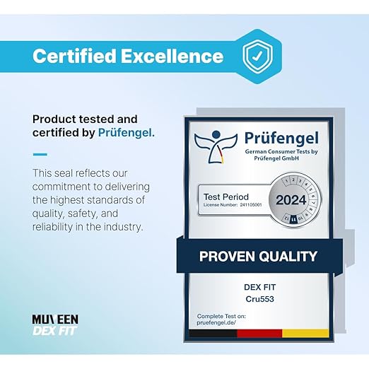 DEX FIT Level 5 Cut Resistant Gloves Cru553; Firm Non-Slip Grip; Thin & Lightweight; Durable & Foam Coated; Touchscreen Compatible; 3D-Comfort Fit; Cut Proof Work Gloves; Red M (8) 3 Pairs