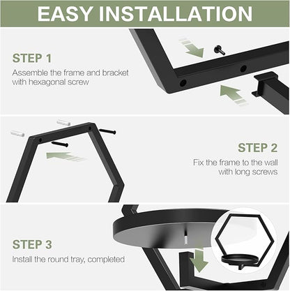 3 Packs Wall Planters for Indoor Plants, 7.9inch Metal Wall Plant Holder Hanger Wall Decor, Wall-Mounted Hanging Planters Window Plant Shelves Outdoor(Black)