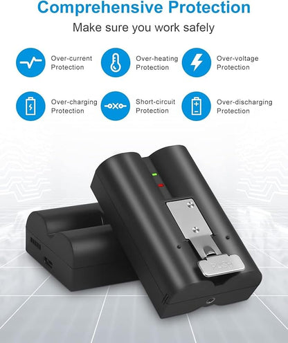 2Pack Replacement for Ring Battery Compatible with Ring-Doorbell-Camera 2/3/4/3plus, Stick Up Camera (2nd and 3rd Gen), Also for Spotlight Cam and Peephole Cam, Rechargeable 3.65V 6040mAh Battery