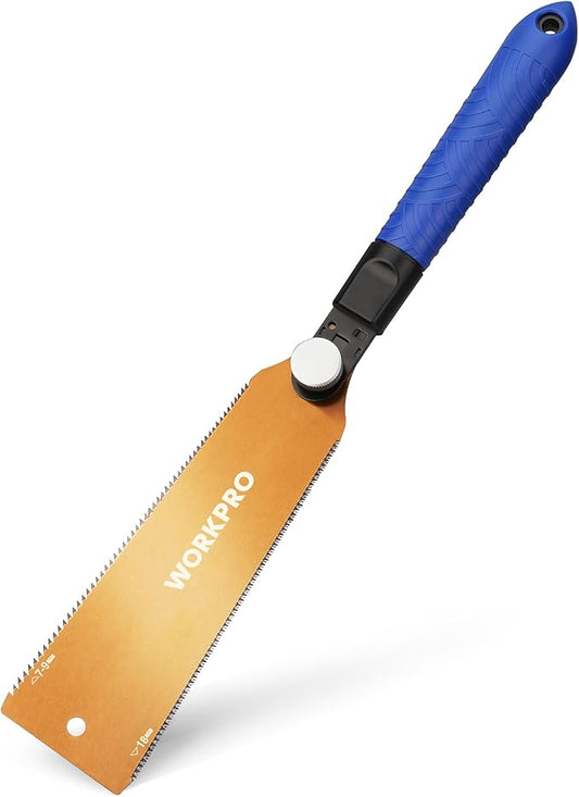 WORKPRO 8 Inch Japanese Pull Saw, Double-Edged Hand Saw for Wood Cutting with 7-9&18 TPI, SK5 Flexible Blade Flush Cut Saw with Non-Slip TPR Handle, Perfect Woodworking Tool Gift