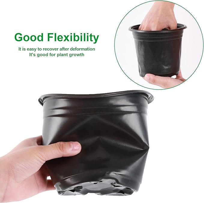 Augshy 150 Pcs 4" Black Plastic Plants Nursery Pot,Seed Starting Pots
