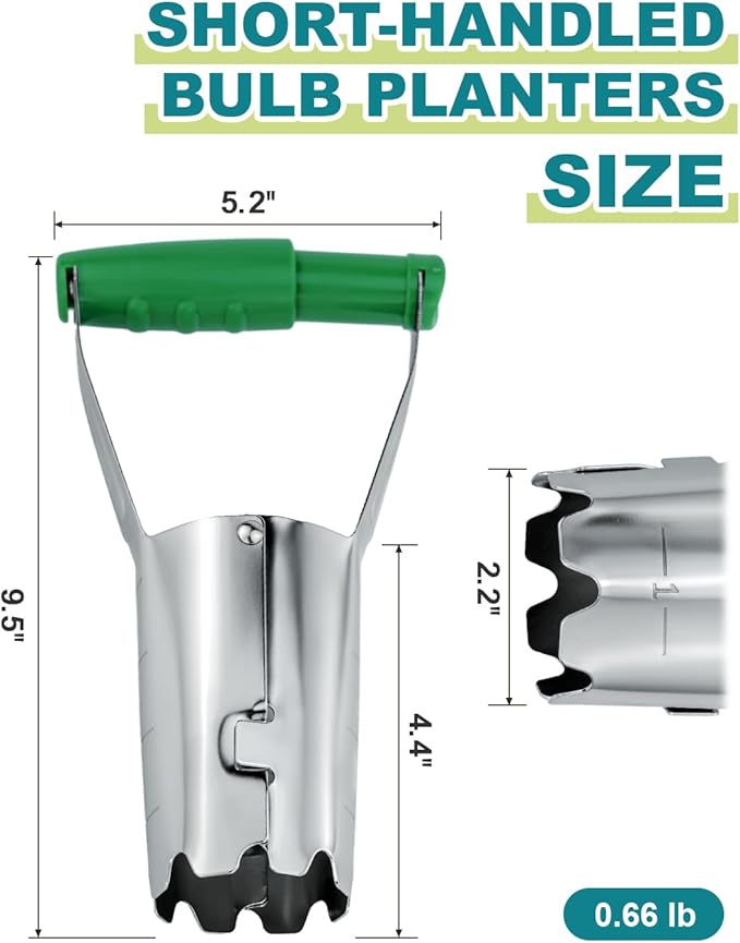 Bulb Planter Tool with Release Button&4Inch Measurements Tulip Planting Tool Bulb Transplanter Bulb Digger for Removing Soil and Planting Bulbs or Other Small Plants in Pots and Flowerbeds