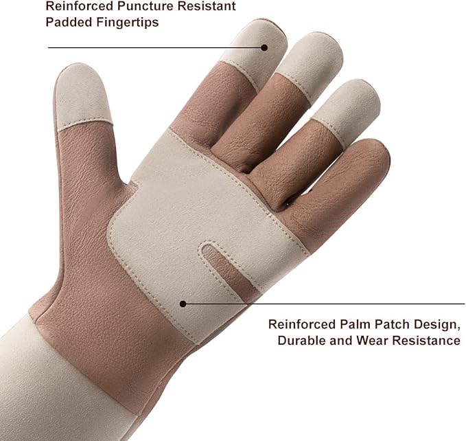 HLDD HANDLANDY Long Gardening Gloves, Leather Thorn Proof Rose Pruning Glove for Men & Women, Great Gift for Gardener