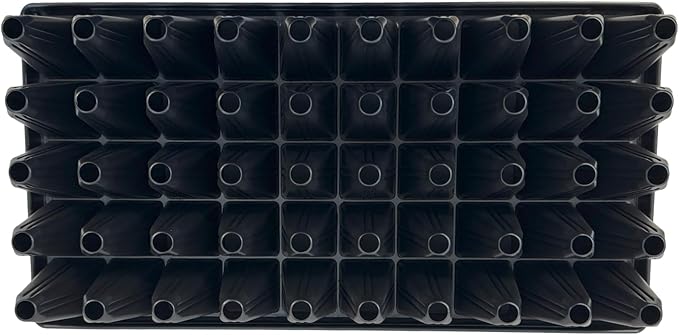 50 Cell Seedling Plastic Nursery Trays, 10 Pack, Thick Durable Germination Plug Trays, 500 Cells Reusable Plant Propagation