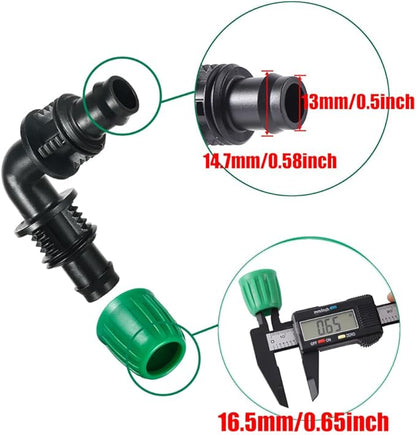 15 Pcs 1/2 Inch Drip Irrigation Elbow Fittings(1/2" ID x 0.640" OD), 90 Degree Drip Lock Barbed Nut Hose Elbow Connectors for 1/2 Drip Irrigation Tubing Connection Parts for Garden Watering System