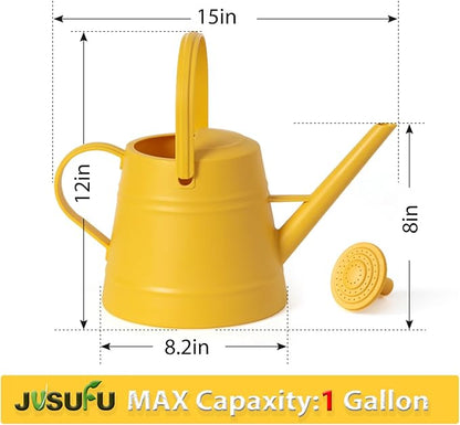 1 Gallon Watering Can for Plants, Watering Cans for Indoor&Outdoor Gardening, Water Can with Ergonomic Movable Handle (Yellow)