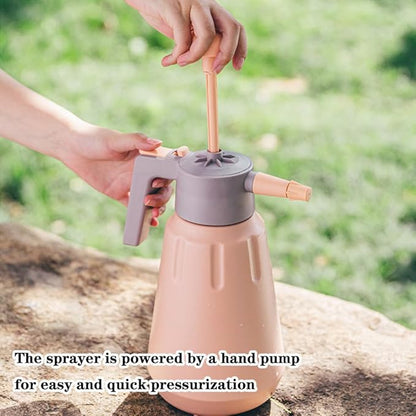 Handheld Garden Pump Sprayer, 0.5Gallon/68oz Garden & Lawn Pressure Spray Bottle with Adjustable Nozzle for Plant Spraying/Home Cleaning/Car Washing 2L Capacity (Salmon Pink)