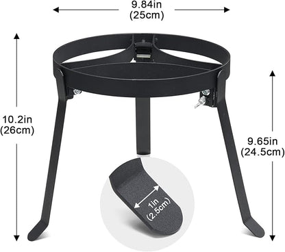 Cooking Tripod for Campfire, 9.8Inch Durable Steel Campfire Tripod for Cooking for Dutch Oven Outdoor Cooking, Foldable Fire Pit Stand with Black Heat Resistant Coating
