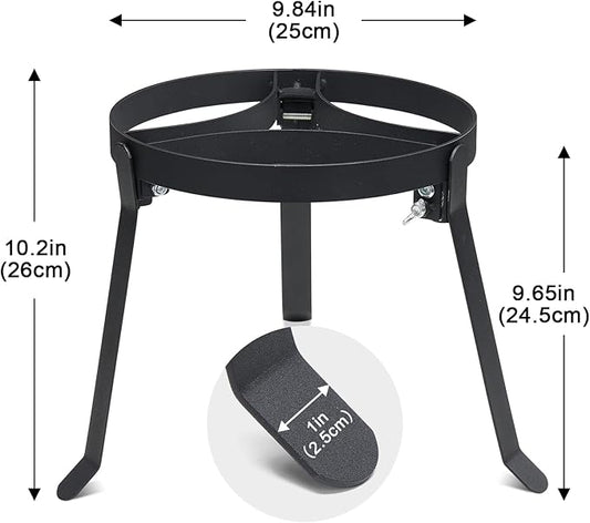Cooking Tripod for Campfire, 9.8Inch Durable Steel Campfire Tripod for Cooking for Dutch Oven Outdoor Cooking, Foldable Fire Pit Stand with Black Heat Resistant Coating