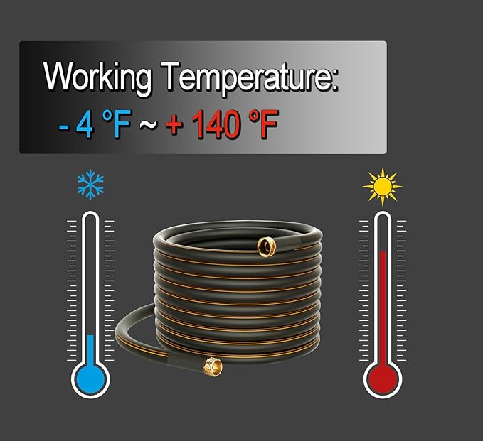 Atlantic Heavy Duty Garden Hose 15 ft x 5/8 Inch Black Color, Short Connection Leader Hose with Solid Brass Connectors (15 Feet)