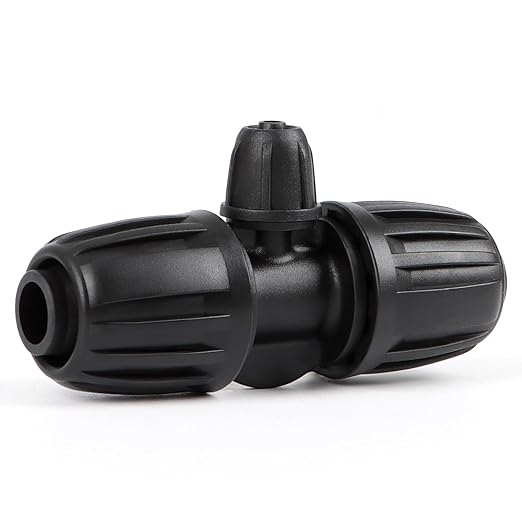 RedChili 12 Pcs 1/2" to 1/4" Drip Irrigation Fittings, Dripline 1/2 Inch (1/2" ID x0.6-0.65" OD) to 1/4 Inch Reducing Tee Adapter Drip Tubing Barbed Lock Nuts 1/2" to 1/4" Irrigation 3 Way Connectors