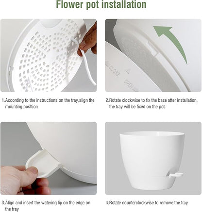 12/10/9 inch Large Self Watering Pots, Plant Pots with Mesh Drainage Holes for Indoor Outdoor Garden Plants, Flower Pots with Removable Deep Reservoir, Set of 3 Plastic Planters, White