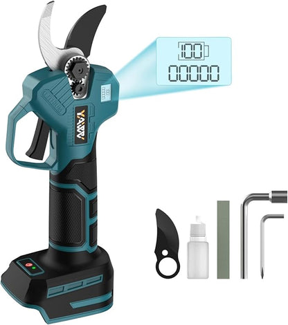 Brushless Electric Pruning Shears for Makita 18V Battery, Portable Cordless Pruning Shears with LCD Display＆SK5 Blades, Adjustable Cutting Diameter 0.8-1.2 Inch for Gardening Tree Pruning(NO Battery)