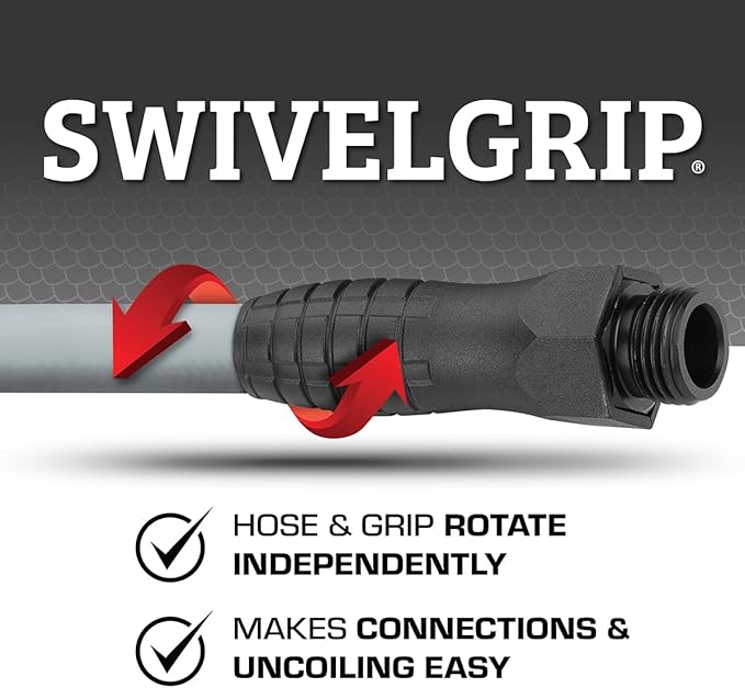 Flexzilla Colors SwivelGrip Garden Hose 5/8 in. x 25 ft., Lightweight All-Weather Water Hose, Durable and Flexible, Leak-Free Connections, Slate Grey