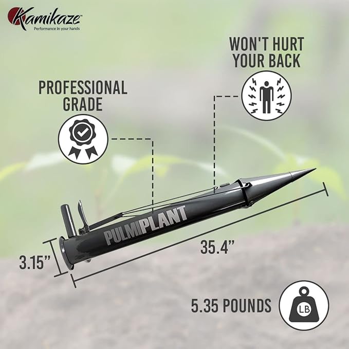 Kamikaze Bulb Planter Tool - Heavy Duty Vegetable Bulb Planter for Soft Loam Soil, Durable Double Handle with Reinforced Tip. Professional Grade Steel Garden Tool, Easy Use for Planting Bulbs