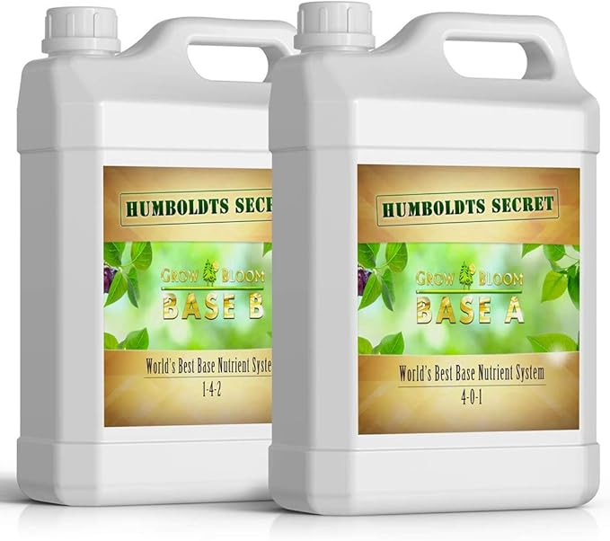 Humboldts Secret Base A & B Liquid Hydroponic Fertilizer | Complete Hydroponic Nutrients for Indoor and Outdoor Plants | Supports Healthy Vegetative Growth and Flowering Stage | 1 Gallon