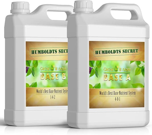 Humboldts Secret Base A & B Liquid Hydroponic Fertilizer | Complete Hydroponic Nutrients for Indoor and Outdoor Plants | Supports Healthy Vegetative Growth and Flowering Stage | 1 Gallon