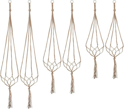 Petutu Plant Hangers Indoor Macrame Hanging Planter Holder 6 Pack, 3 Sizes