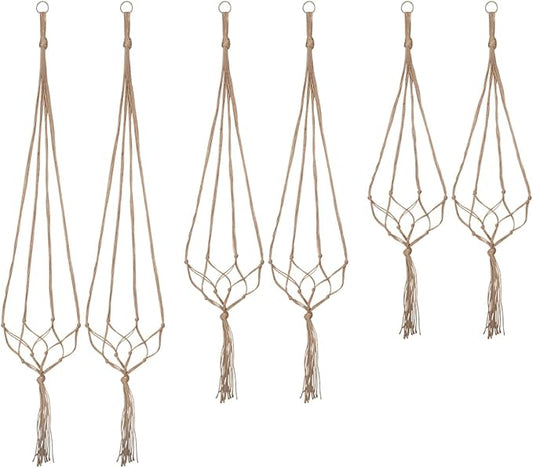 Petutu Plant Hangers Indoor Macrame Hanging Planter Holder 6 Pack, 3 Sizes