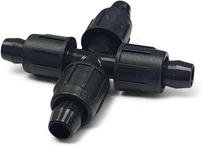 USA Made - 5 PACK Premium 1/2 Inch I.D 590" - .630" Drip Tape Irrigation Tubing 18mm Cross 4 Way Universal Perma-Loc Connector Barbed Locking Fitting - Fits All Brands Rainbird, Netafim, Etc. 18mm