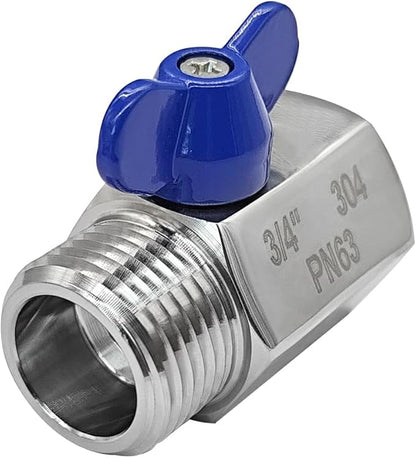 beduan Stainless Steel 3/4 Shut Off Valve GHT Threaded Garden Hose Heavy Duty Connector(Mini Butterfly Levers)