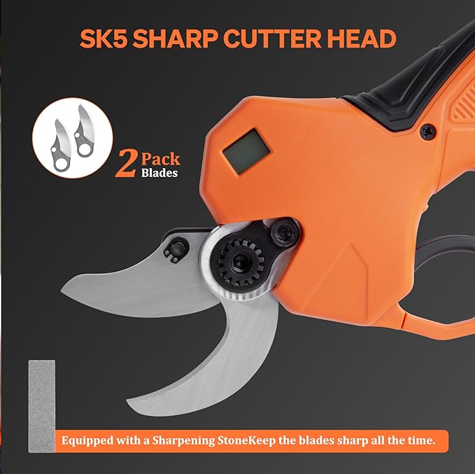 Electric Pruning Shears Cordless Pruner Shears Brushless 35mm Cutting Diameter with 2000mAh*2 Rechargeable Batteries for Garden Tree Pruner Branch