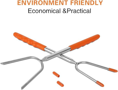 Briout Marshmallow Roasting Sticks 10 Pack Extra Long 45’’ Stainless Telescoping Hot Dog Smores Skewers Kids Safe Barbecue Forks for Campfire, Bonfire and Grill