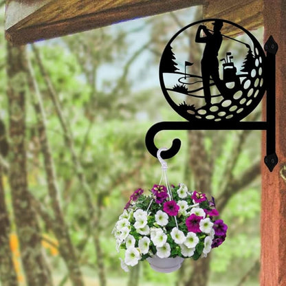 peacoblue Iron Plant Hangers Hooks for Outdoor Indoor Hanging Plants Flower Fern Pots Lantern Bird Feeder,11.6"x14.5" Weather Resistant Metal Wall Holder for Porch Garden Farmhouse(Golf)