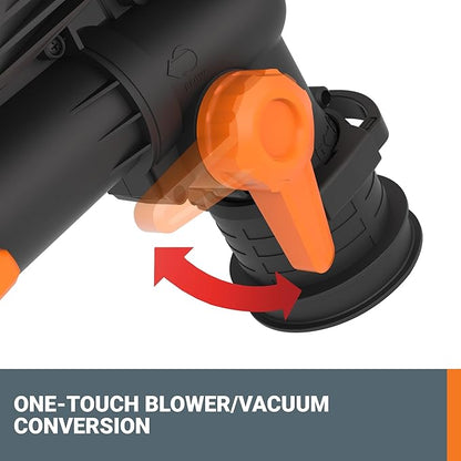 WORX Trivac 3-in-1 Electric Leaf Blower for Lawn Care, Leaf Mulcher/Leaf Vacuum with Bag, 350 CFM & 210 MPH, Leaf Shredder with Metal Impeller, Reusable Bag Included, Corded, WG505.2