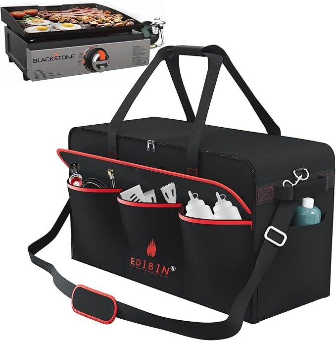 17" Griddle Carry Bag Fits Blackstone 1971 Heavy Duty Flat Top Grill,Fit for Blackstone 17 inch Tabletop Griddle Without Hood,Water Resistant 600D Polyester Heavy Duty