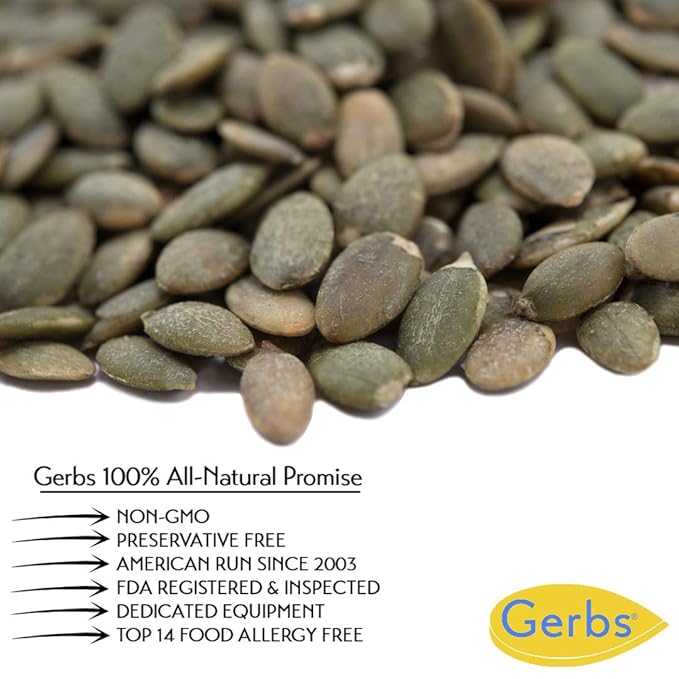 Gerbs Lightly Sea Salted Pumpkin Seed Kernels 14 oz. | Small Batch Roasted, No Artificial Additives, Resealable Bag | Crunchy & Savory | Top 14 Allergen-Free