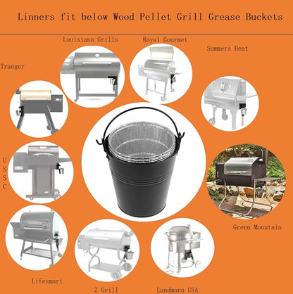 Firsgrill 30-Pack Grease Bucket Liners Replacment for Mostly Z Grill, Green Mountain Pellet Wood Smoker