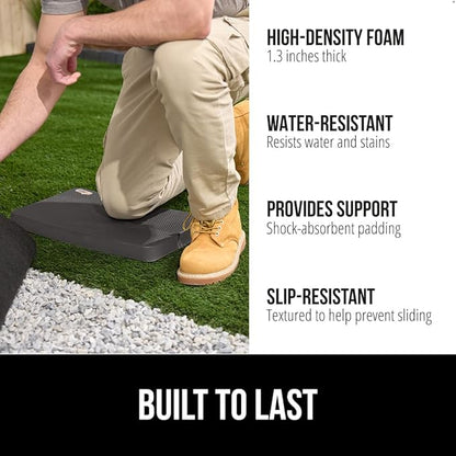 GORILLA GRIP Extra Thick Patent Pending Soft Foam Kneeling Pad, Supportive Large Cushion Knee Pads for Gardening, Baby Bath Time, Dirt and Water Resistant, Workout, Garden Supplies, 17.5x11, Charcoal