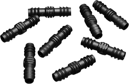 Maitys 8 Pieces 1/2 Inch Drip Irrigation Fittings Parts Soaker Hose Repair Kit Inline Barb Drip Irrigation Hose Connectors Plastic Tubing End Stop for Garden Lawn Sprinkler Systems(Joiner)