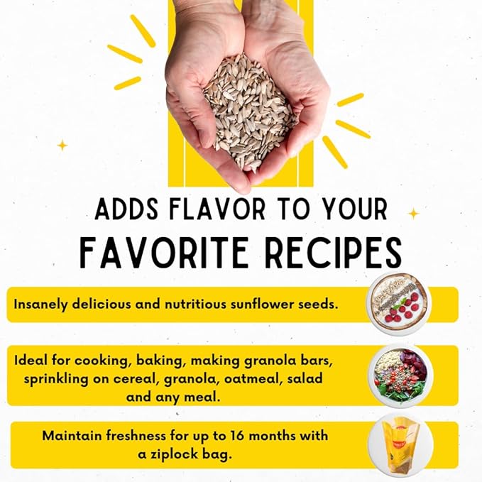 Sunbest Natural Raw Sunflower Seeds, 3 lbs – Unsalted & No Shell – Sunflower Seed Kernels to Eat – For Snacking, Baking & Topping – Road Trip, After School Snack for Kids & Adults – Kosher (48 oz)