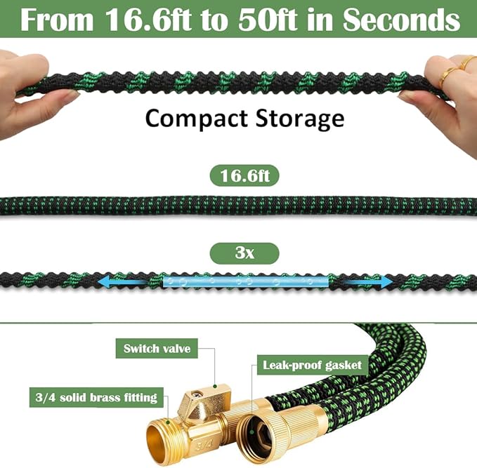 5 Gallon Nursery Pots (10-Pack) + 50ft Garden Hose with Spray Nozzle + 3-in-1 Soil Tester for Moisture/Light/pH | All-in-One Gardening Kit for Indoor/Outdoor Plants, Gardening Gifts for Women