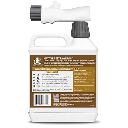 Turf Titan Drought Defender Hose End - Shields Heat and Nutrient Rich Plant Food - Ideal Summer Soil Liquid Fertilizer Promoting Healthy Green, Water-Conserving Turf Grass - Covers up to 8,000 Sq Ft