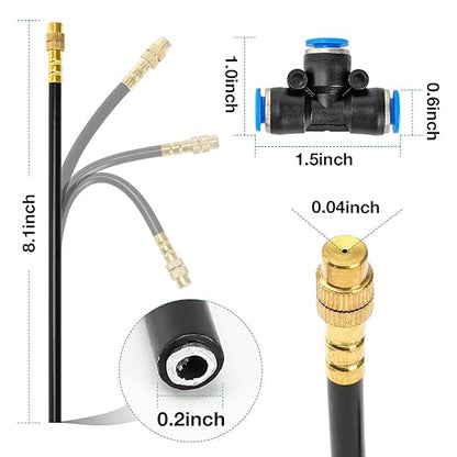 Mixc 50Ft 1/4" Drip Irrigation System,Garden Irrigation Kit with 12pcs 360° Adjustable Copper Nozzles,Automatic Watering System for Outdoor,Raised Bed,Potted Plant,Greenhouse Accessories for Yard