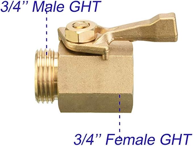 Hourleey 2 Pack Solid Brass Garden Hose Shut Off Valve with 2 Extra Rubber Washers, 3/4 Inch, Gate Valve, Hose Valve, Brass