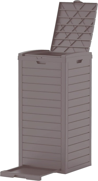 31 Gallon Resin Trash Can Cabinet with Lid & Drip Tray - Waterproof Outdoor Garbage Bin for Patio, Kitchen, Yard, and Entertaining Areas - Easy Assembly, No Tools Required