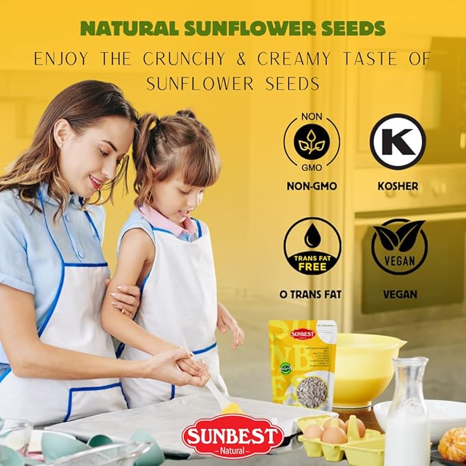 Sunbest Natural Raw Sunflower Seed Kernels 32 Oz (2 lbs) 1 Pack - Unsalted & Nutritious for Snacking, Cooking, & Baking - Vegan-Friendly - Ideal for On-the-Go & Recipes - Bulk Size for Value