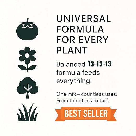 Gardenera 13-13-13 Slow Release Granular Fertilizer – All Purpose Plant Food 13 13 13 for Outdoor Grass, Vegetables, Roses, Flowers, Shrubs, Trees. Lawns, Gardens, Potted Plants (16 OZ)