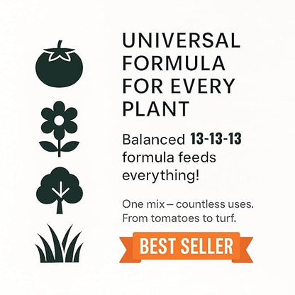 Gardenera 13-13-13 Slow Release Granular Fertilizer – All Purpose Plant Food 13 13 13 for Outdoor Grass, Vegetables, Roses, Flowers, Shrubs, Trees. Lawns, Gardens, Potted Plants (4 Quarts)