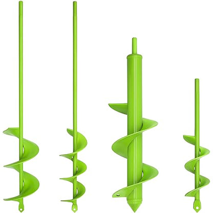TCBWFY 4 Pack Garden Auger Spiral Drill Bits – Heavy Duty Steel,Corrosion Resistant – Perfect for Post Holes,Earth & Lawn Augering,Planting Bulbs & Trees