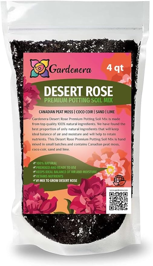 Gardenera Desert Rose Planting Mix - Provide Your Adenium with an Ideal Growing Environment - 4 QUARTS