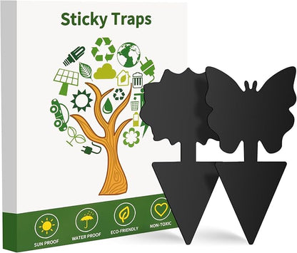 Fruit Fly Traps, 100 Pack Black Sticky Traps, Fungus Gnat Traps, Plant Fly Stickers for Indoor and Outdoor Use Protect The Plant
